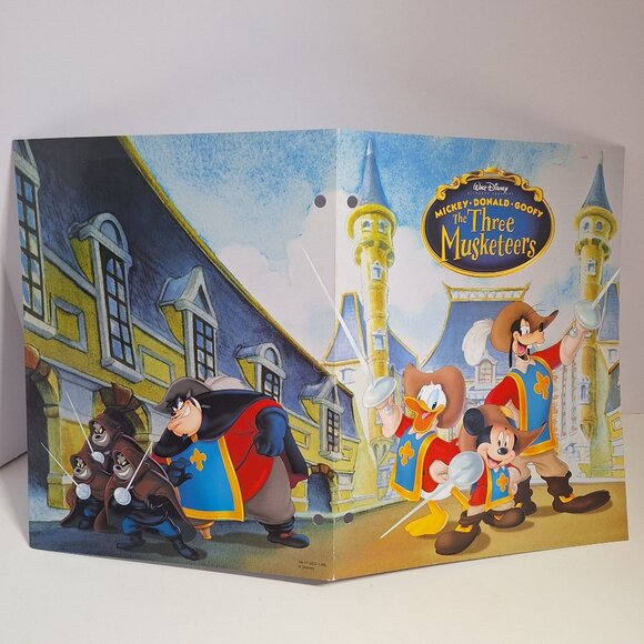 Disney Mickey Donald Goofy The Three Musketeers Pocket Folder 3 Ring - Picture 3 of 6